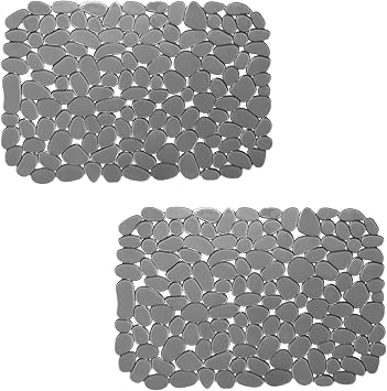Echehi 2 Pack Sink Liner 40 x 30 cm Self-Cut Sink Mat for Kitchen Sinks Quick Drain Sink Mat for Dishes Glassware Vegetables Grey