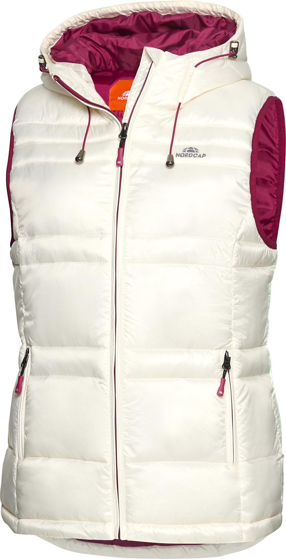 NORDCAP Damen Steppweste, leichte Outdoor-Weste, warm und windabweisend, sportliches Gilet mit Kapuze und Reißverschlusstaschen, ärmellos, Gr. 36-50