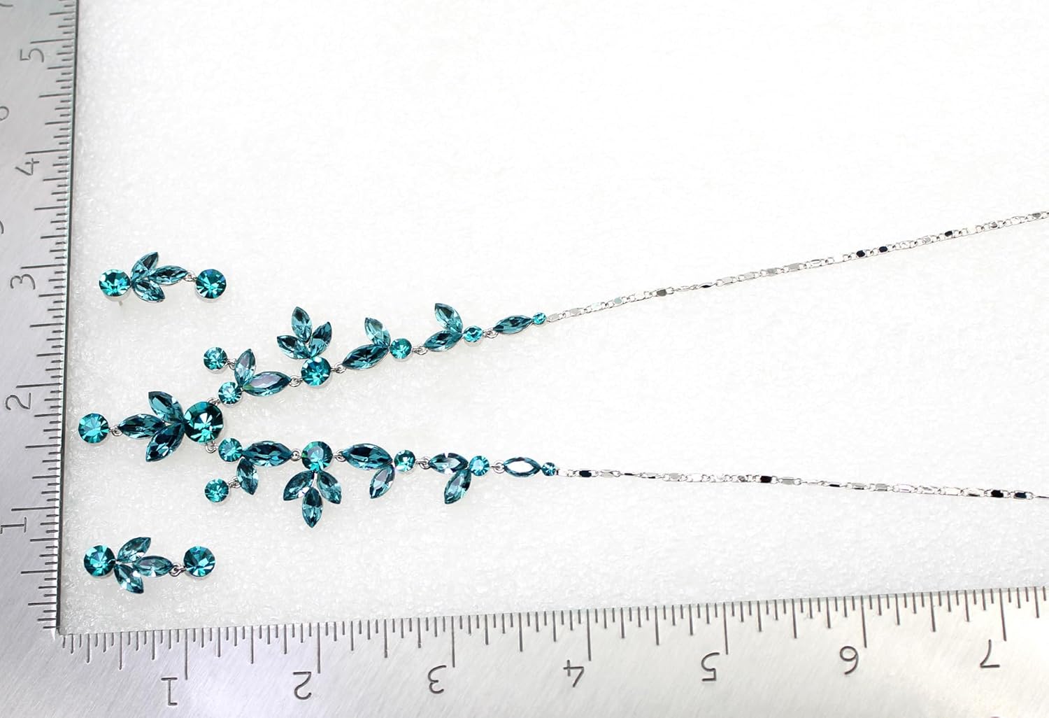 Faship Gorgeous Rhinestone Crystal Floral Necklace Earrings Set