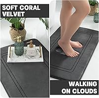 Vista 6 de YIHOUSE Memory Foam Bath Mat Set, Bathroom Rugs Sets 2 Pieces, Non Slip Bath Mats for Bathroom, Super Soft and Water Absorbent Bath Rug Set, Machine