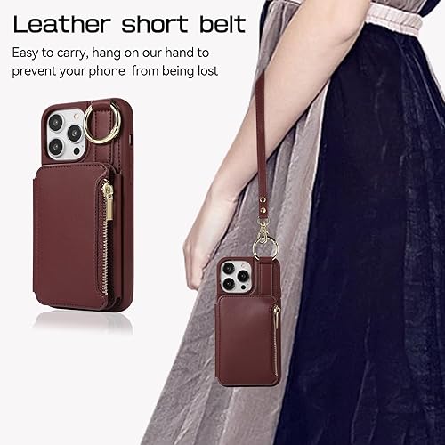 Miniatura 5 de Funda cruzada para iPhone 14 Pro Max de 6.7 pulgadas (rojo vino, iPhone 12 Pro Max 6.7 pulgadas)