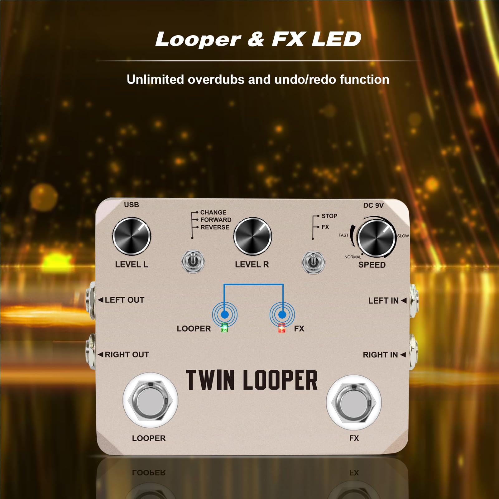 Rowin Guitar Looper Pedal Professional 11 Typów Odtwarzania 10 Minut Nagrywania 24-bitowe Próbkowanie Gitara ze Stopu Cynku Loop Station Pedał Efektów do Występów na Gitarze