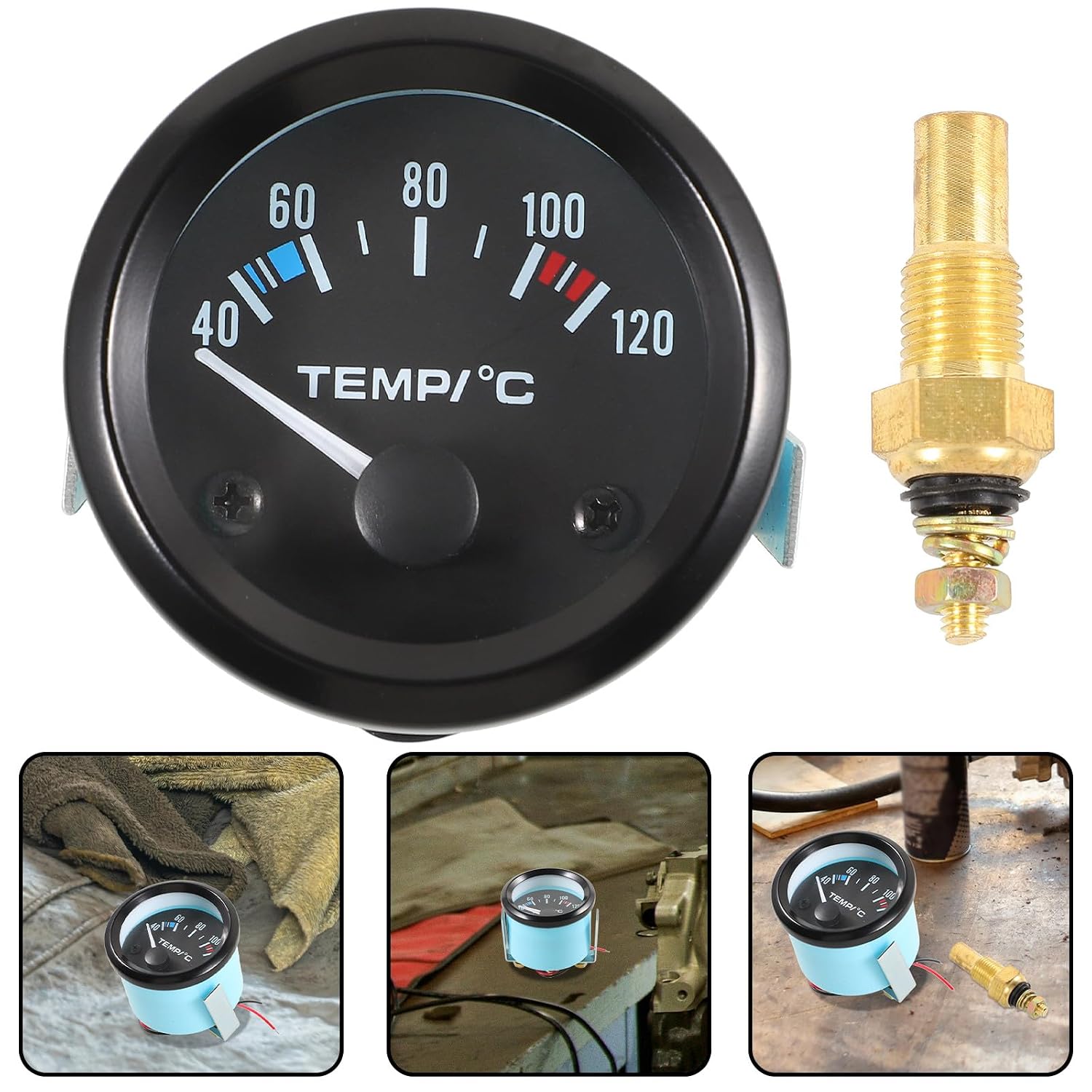 Yardwe Universal 52mm Water Temperature Gauge for Car 12v Automotive Water Temp Gauge Kit with Auto Fitting Suitable for Vehicle Engine Temperature Monitoring