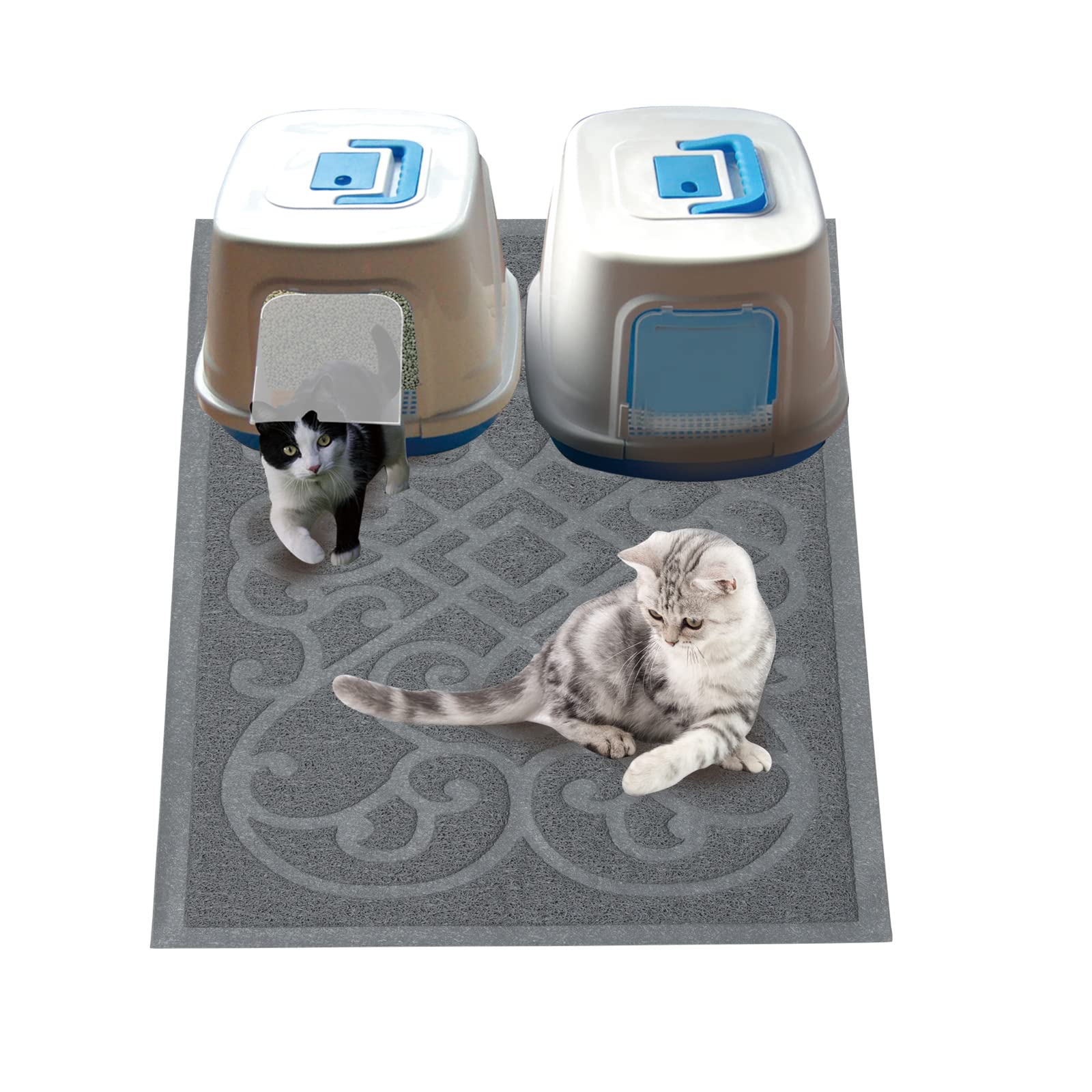 PetLike Cat Litter Box Mat, Thick Kitty Litter Trapping Mat, Durable,Waterproof &Washable with Non-Slip Backing, Soft on Kitty Paws and Easy to Clean,