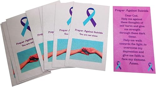 Miniatura 3 de Westmon Works Paquete de 10 tarjetas sagradas de oración contra el suicidio con texto en inglés "You Are Not Alone", oración de protección para la