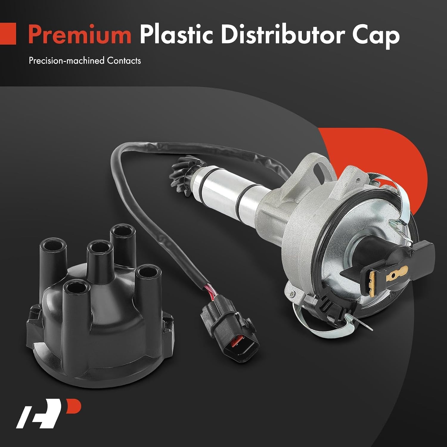 A-Premium Ignition Distributor with Cap and Rotor Compatible with Hyundai Sonata, Scoupe, Excel & Dodge Ram 50, Colt, 2000 GTX & Mitsubishi Mirage, Galant, Precis, Van & Plymouth Colt & Eagle Summit