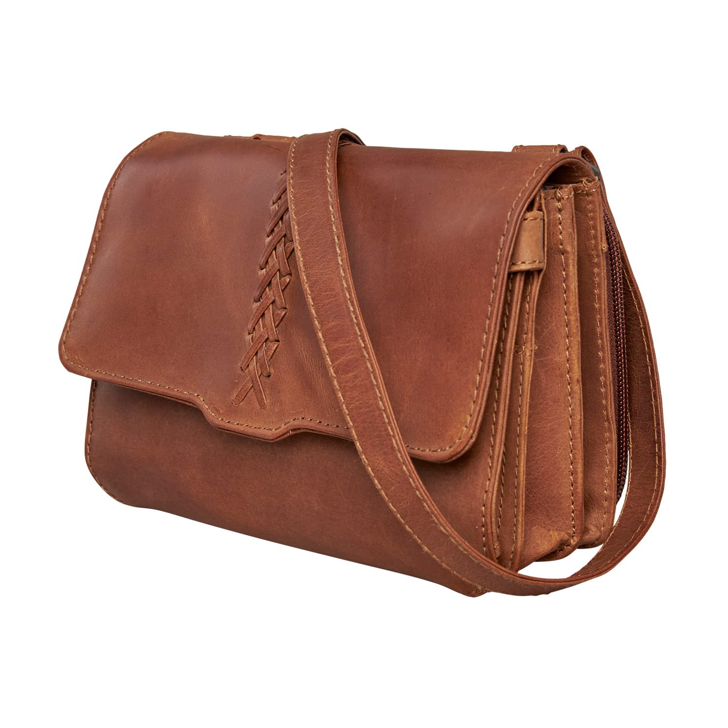 Lady Conceal Concealed Carry Jolene Leather Crossbody Organizer (Cognac)