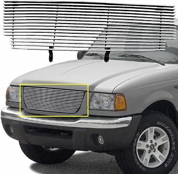 Front Grille Fits 2001-2003 Ford Ranger XLT/XL 2WD Shell Closed Billet Grill Mian Upper Grill -Mirror Polish Finish