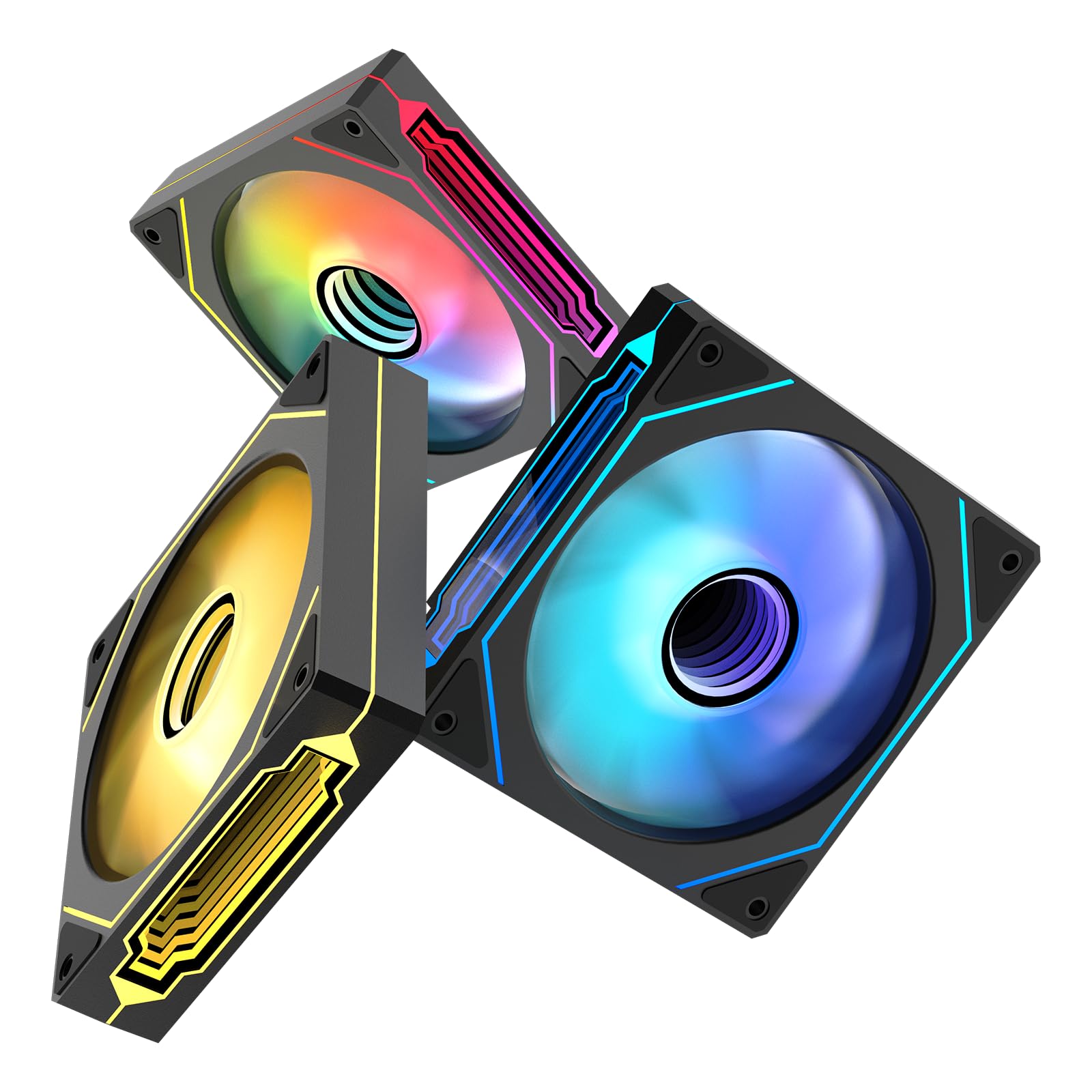 Jungle Leopard Prism4 Pro 120mm PC ARGB Computer Case Fan|Infinity Mirror RGB Light|Effect 5V 3PIN Motherboard Light Sync|4 Pin PWM 800~1600RPM Cooler Fans(Black Reverse 3 Pack)-image-46