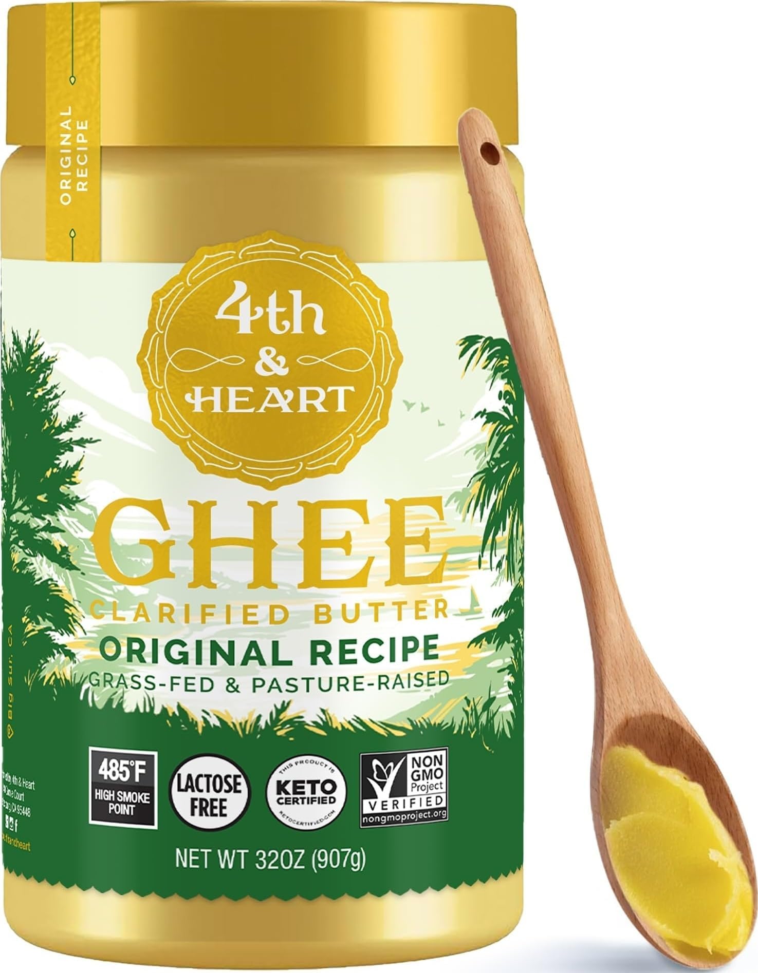 4th & Heart Original Grass Fed Ghee, Clarified Butter, 32 oz.