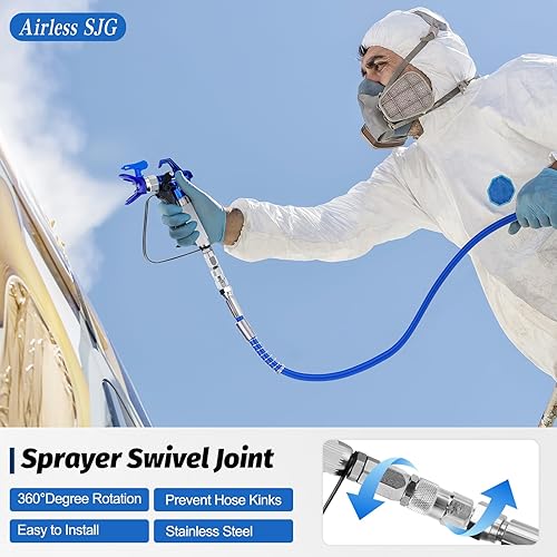Miniatura 4 de 18 piezas Kit de pistola pulverizadora de pintura sin aire 3600PSI, con manguera de alta presión de 25 pies, varilla de extensión y puntas de
