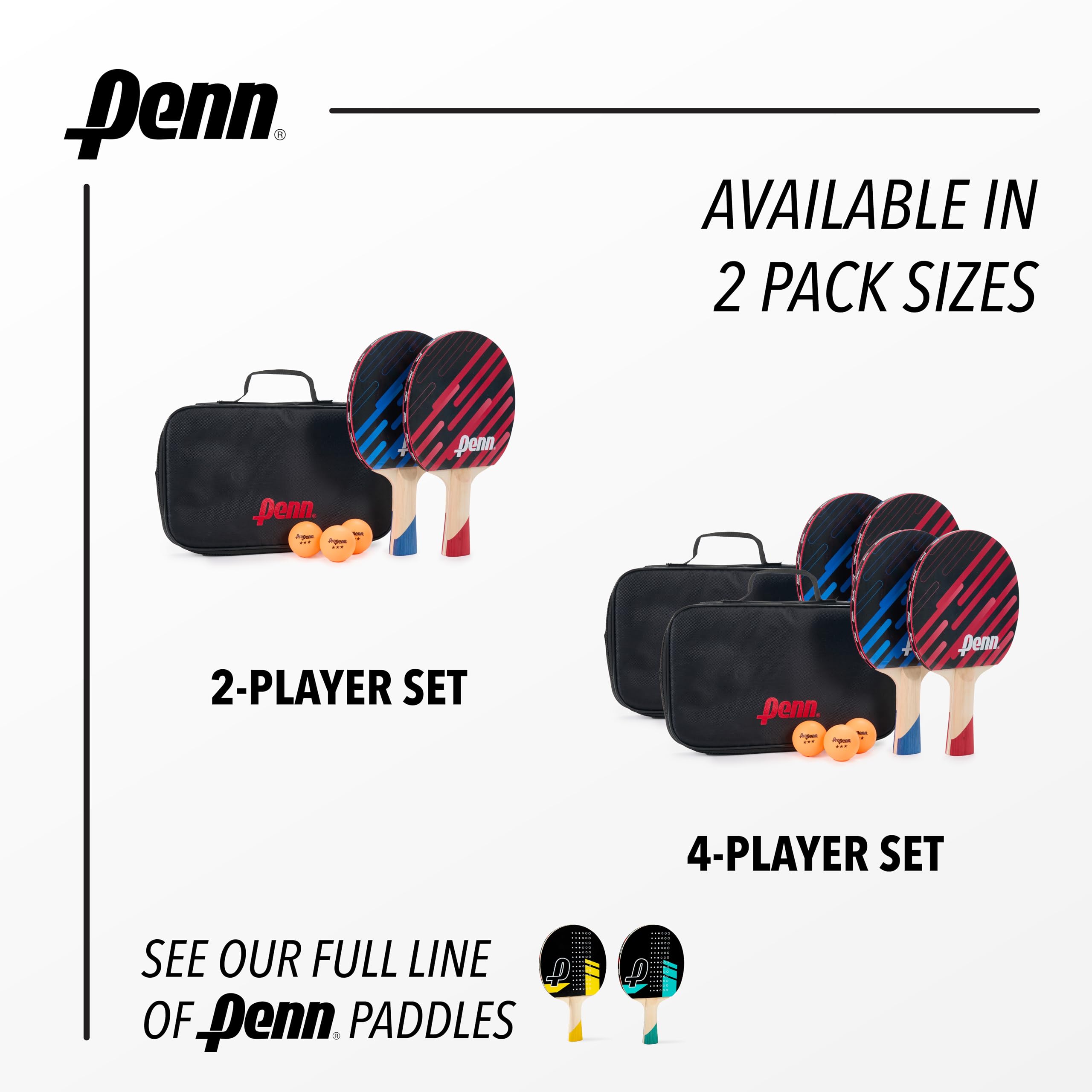 Penn Set Ping Pong Completo: 2 Racchette 5.0 Professionali, 3 Palline 3 Stelle E Borsa. Perfetto Per 2 Giocatori! - 3