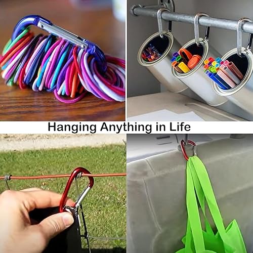 Miniatura 3 de Paquete de 612 llaveros con mosquetón de 3 pulgadas  Anillo en D de aluminio Caribiniers ganchos para trabilla para cinturón, botella de agua,