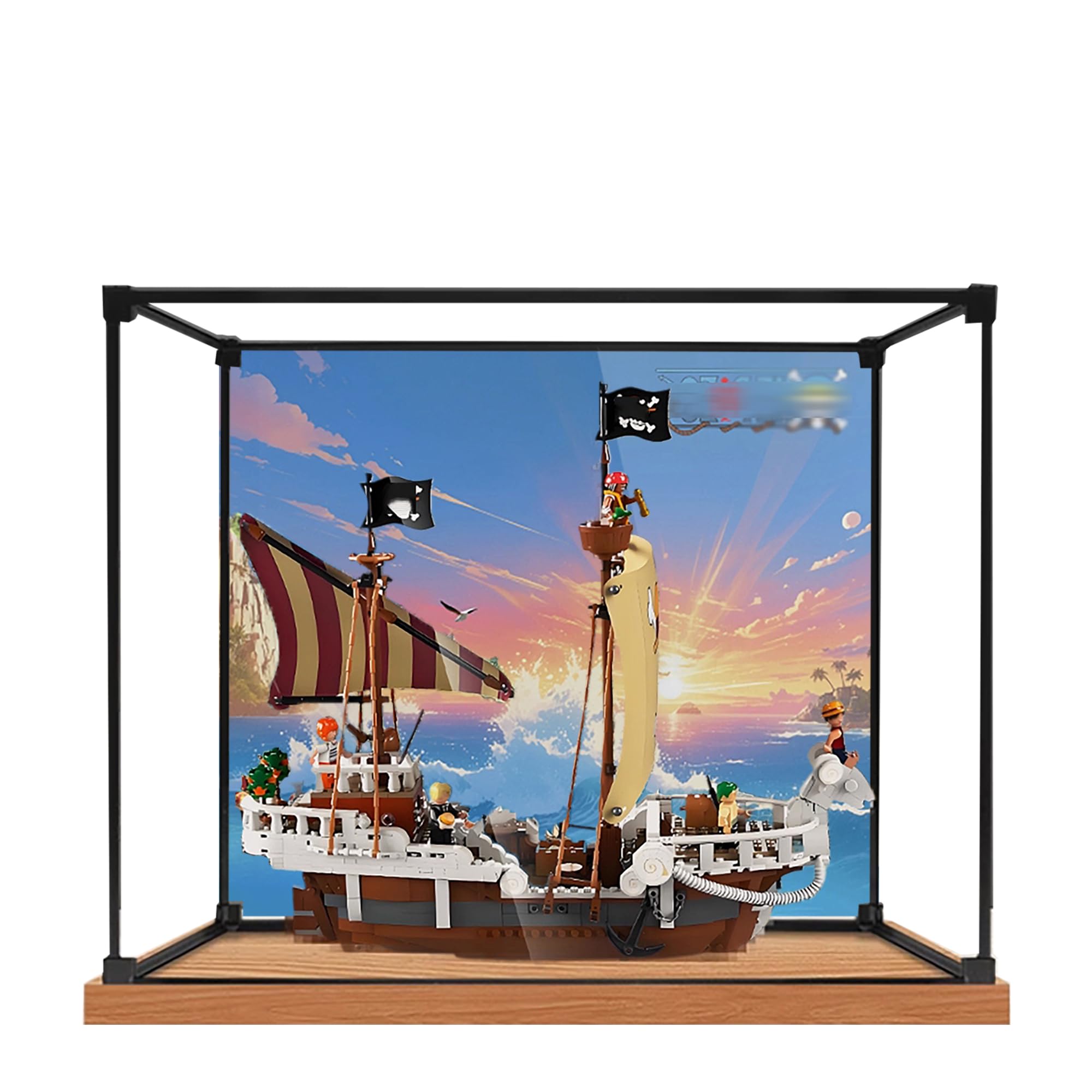 Acrylic Display Case for Lego 75639 Go Merry Pirate Ship Building Set,Clear Display Case, Dust-Proof Display Case Compatible with Lego 75639 (Only Display Case) (Background 3MM A)