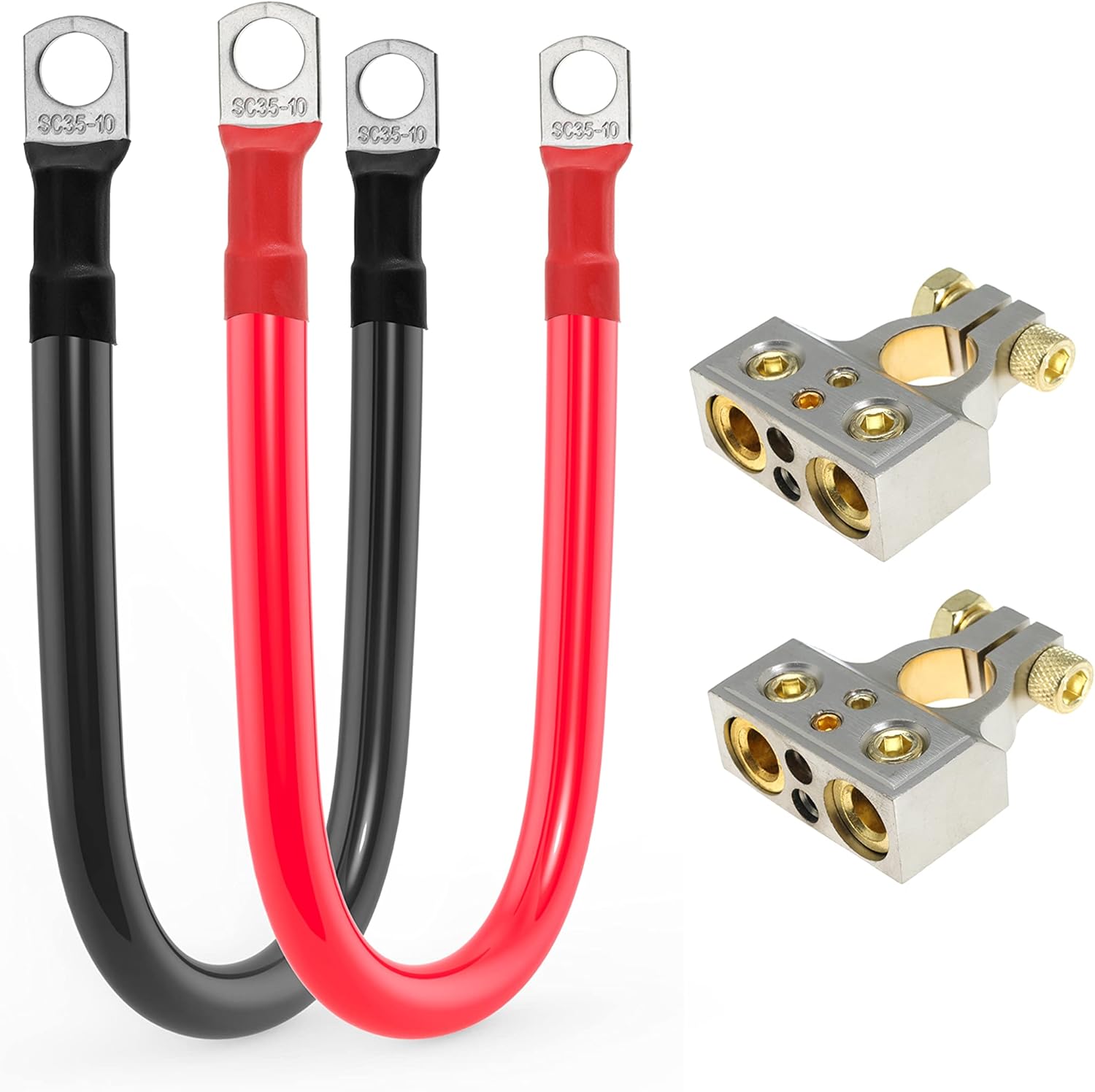 2 AWG Battery Cable 2 Gauge Battery Inverter Cables with 3/8 in Lugs