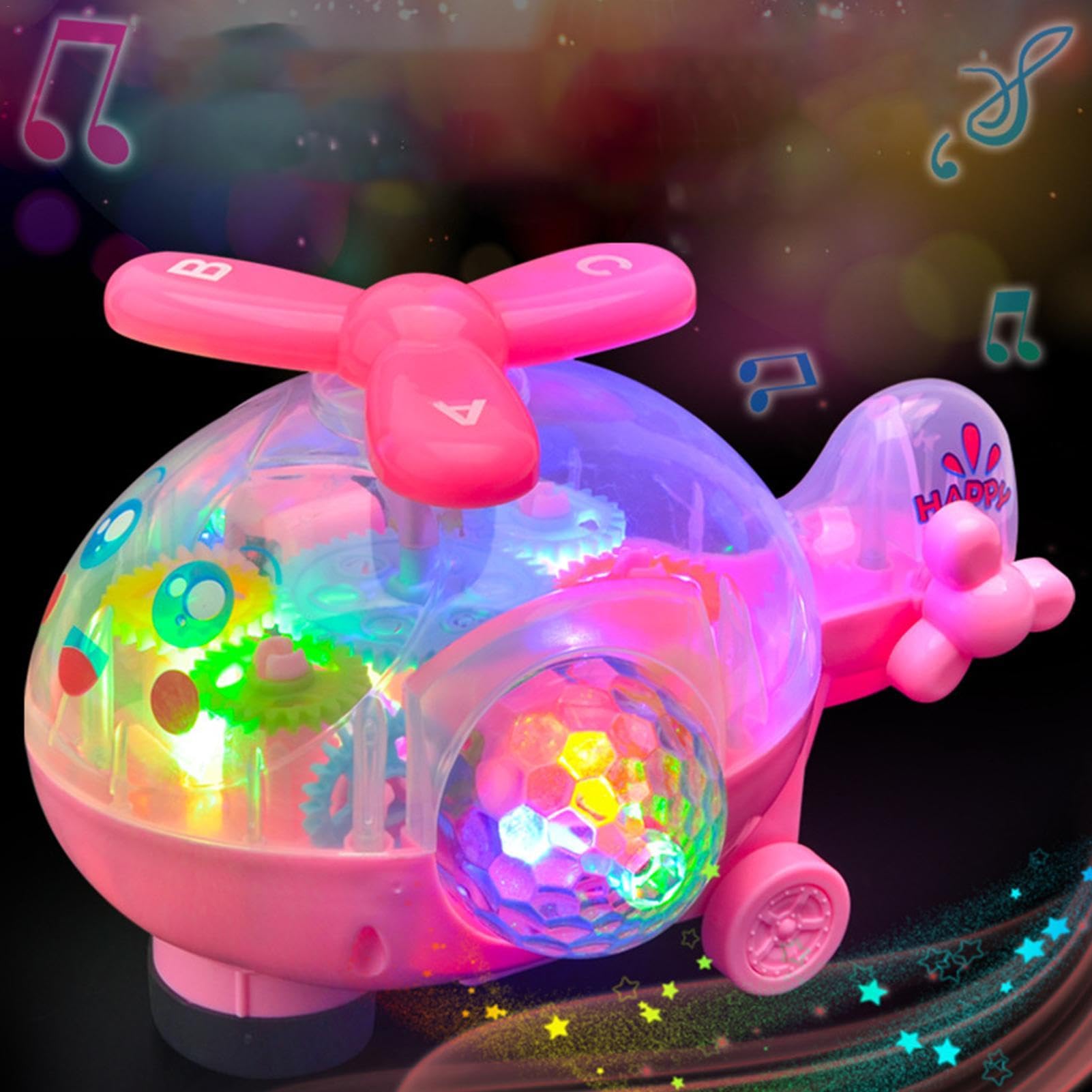 Jouet Avion Hélicoptère Lumineux Électrique Avec Engrenages Mobiles Et Musique Pour Enfants