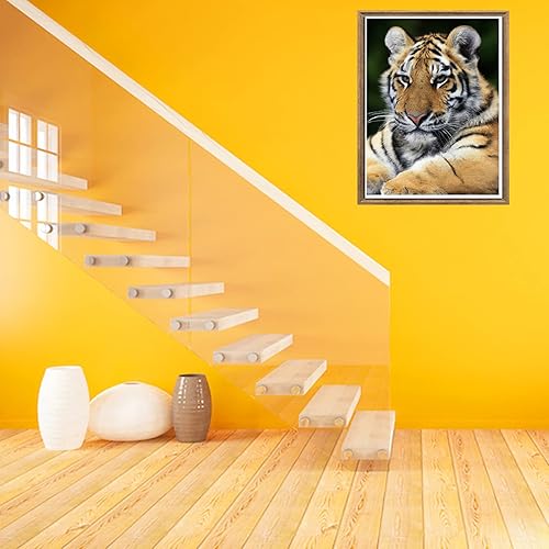 Miniatura 24 de Bimkole Kits de arte de diamantes 5D para adultos, abrazo de tigre blanco, juego de bordado de diamantes de imitación de taladro completo, pintura