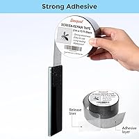 Vista 3 de Cinta de Reparación de Malla de Ventana Negra, 2 pulgadas X 15 pies (180 pulgadas) Kit de Reparación de Malla para Ventanas o Puertas, Cinta