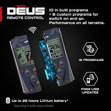 XP Metal Detectors Deus Remote Control - Lightweight Control Module to Adjust All The Settings of Your XP Deus Metal Detector, with LCD Back-lit Display (D08)