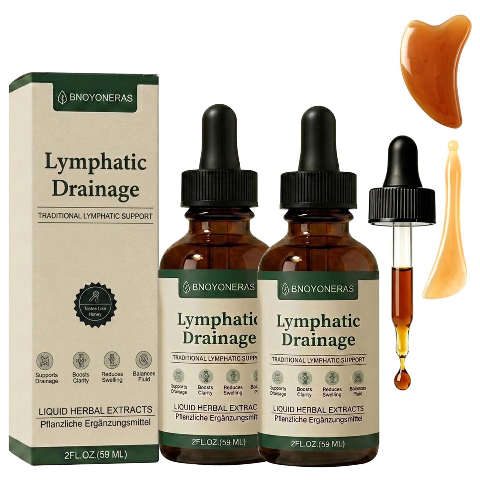 Goutte Drainage Lymphatique, Lymphatique Gouttes, Lynae Drainant Lymphatique, 100% naturel, hautement dosée, végétalien, drainage lymphatique pour hommes et femmes, 60 ml（3） (2pc)