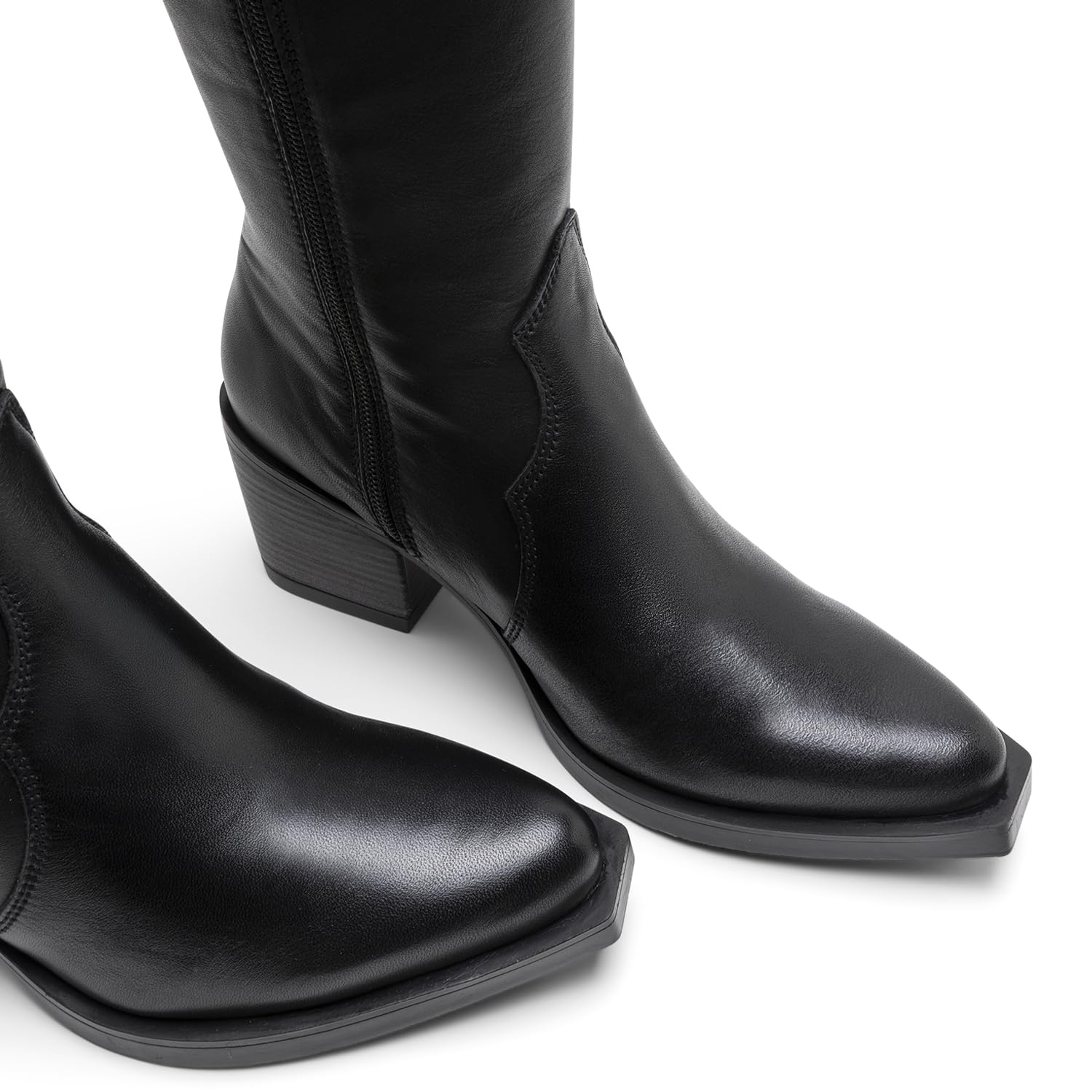 Porronet Botas cowboy de piel con cremallera flora Mujer