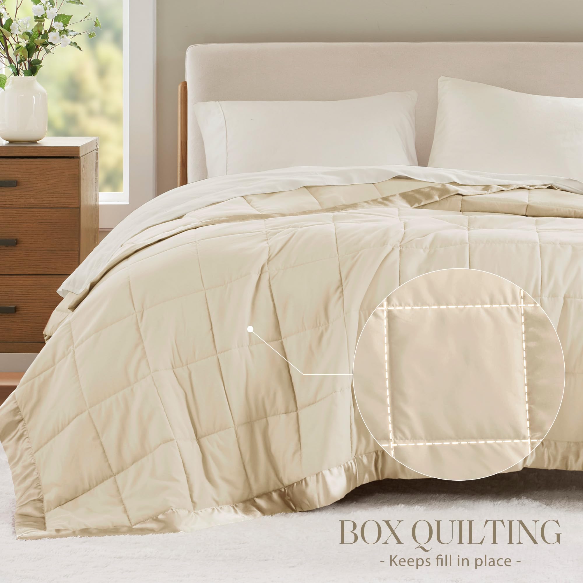 Twin Mattress Cover Down Alternative Blanket With Satin Trim