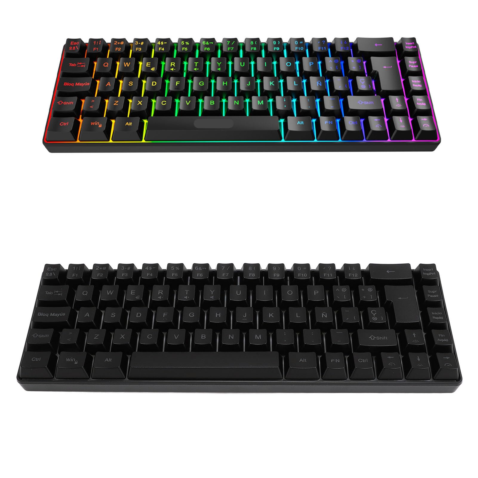 Hidyliu Tastiera da Gioco Meccanica Cablata con Retroilluminazione RGB Comfort Ergonomico per Lavorare e Giocare Design Compatto a 68 Tasti (Nera)