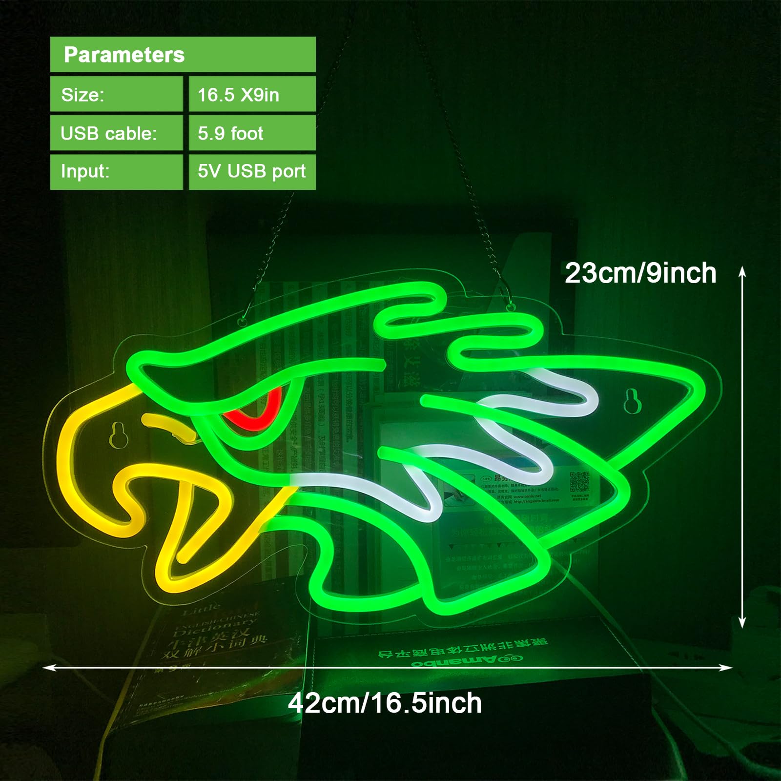 Insegne al neon con aquila a LED, per decorazione da parete, luci al neon dimmerabili, con aquila, da appendere, per camera da letto, bar, uomo, grotta, club, dormitorio, appassionati di sport