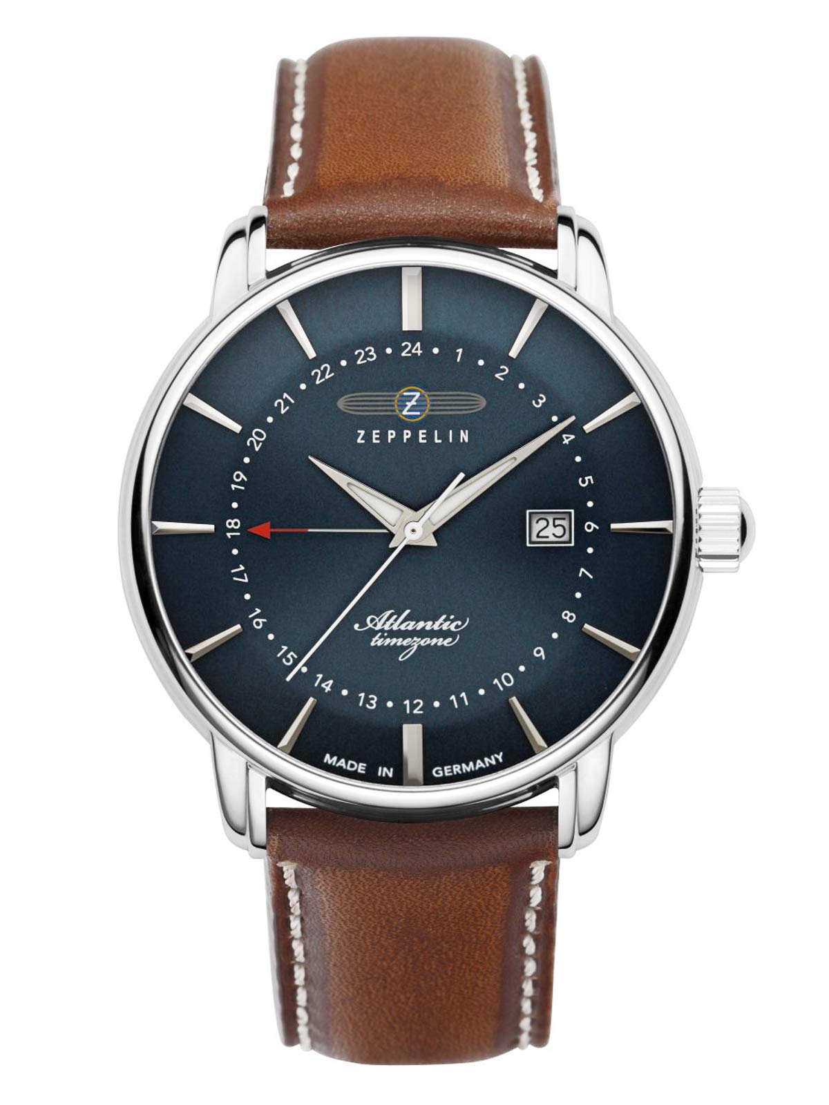 8442 Men's Watch with Leather Strap Atlantic Series Quartz GMT Date