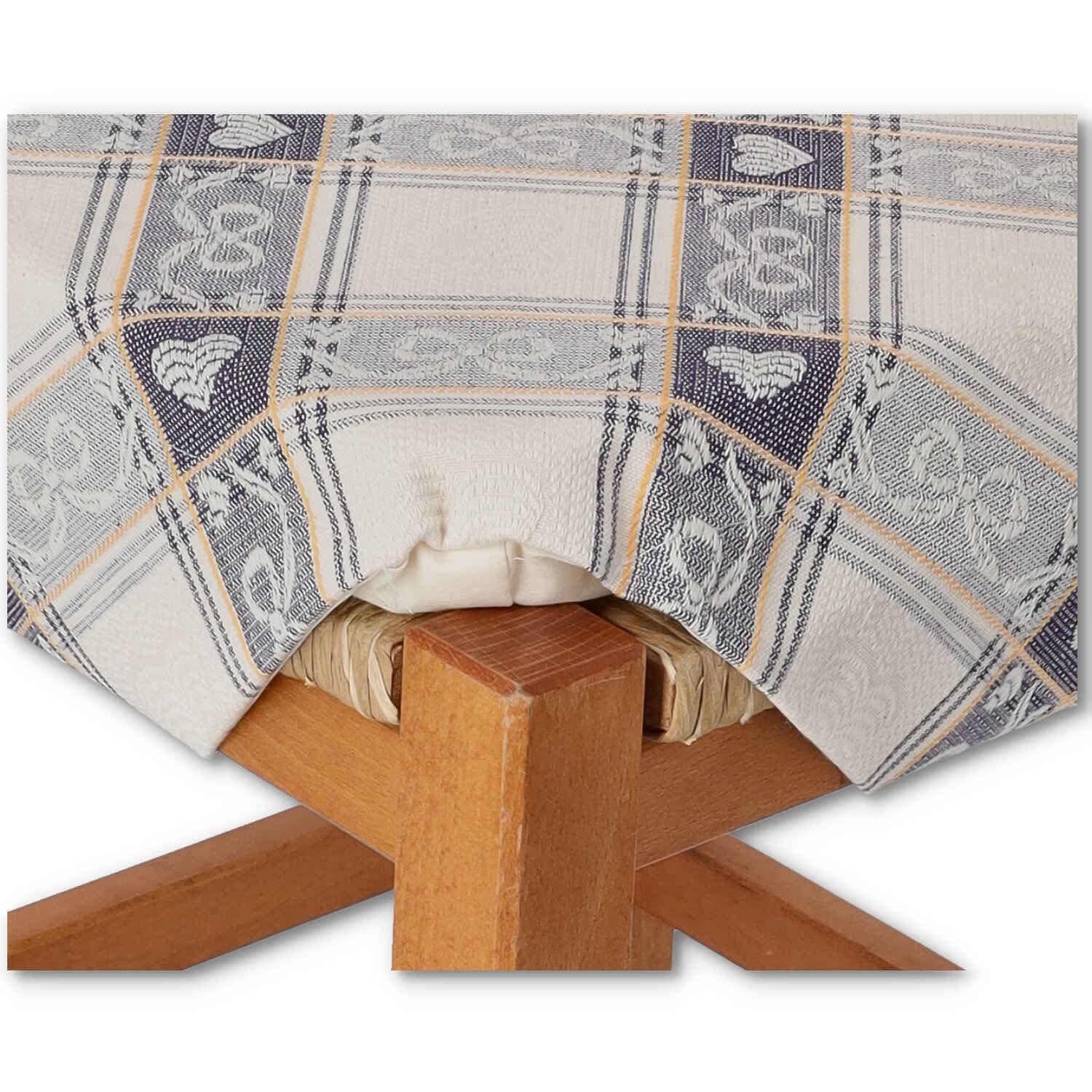 Cuscino Sedia Cucina sfoderabile Modello Alette Dama Tessuto Jaquard, Colori Solidi, Prodotto di Qualita. - Blu, Set 6 PCS