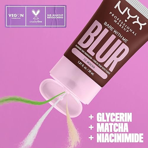 Miniatura 8 de NYX PROFESSIONAL MAKEUP Bare With Me Blur Skin Tint - Base de maquillaje con matcha, glicerina y niacinamida, neutro claro