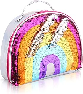 Eoncore Insulated Lunch Bag Bento Box Reversible Sequin lunch bag Rainbow Lunch Box Makeup Bag for Girls Boys Kids