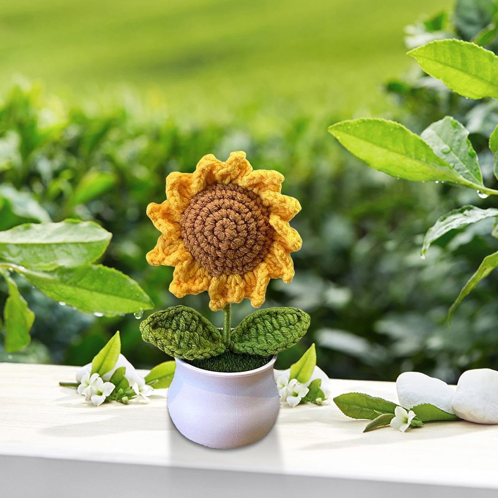 Amazon.de: Hkelblumen  Dekorative Sonnenblumen-Hkel-Sonnenblumen- Topfpflanze, handgefertigte Hkel-Topfpflanze mit Blumen, realistische  Strickblume fr Zuhause, Desktop, Auto