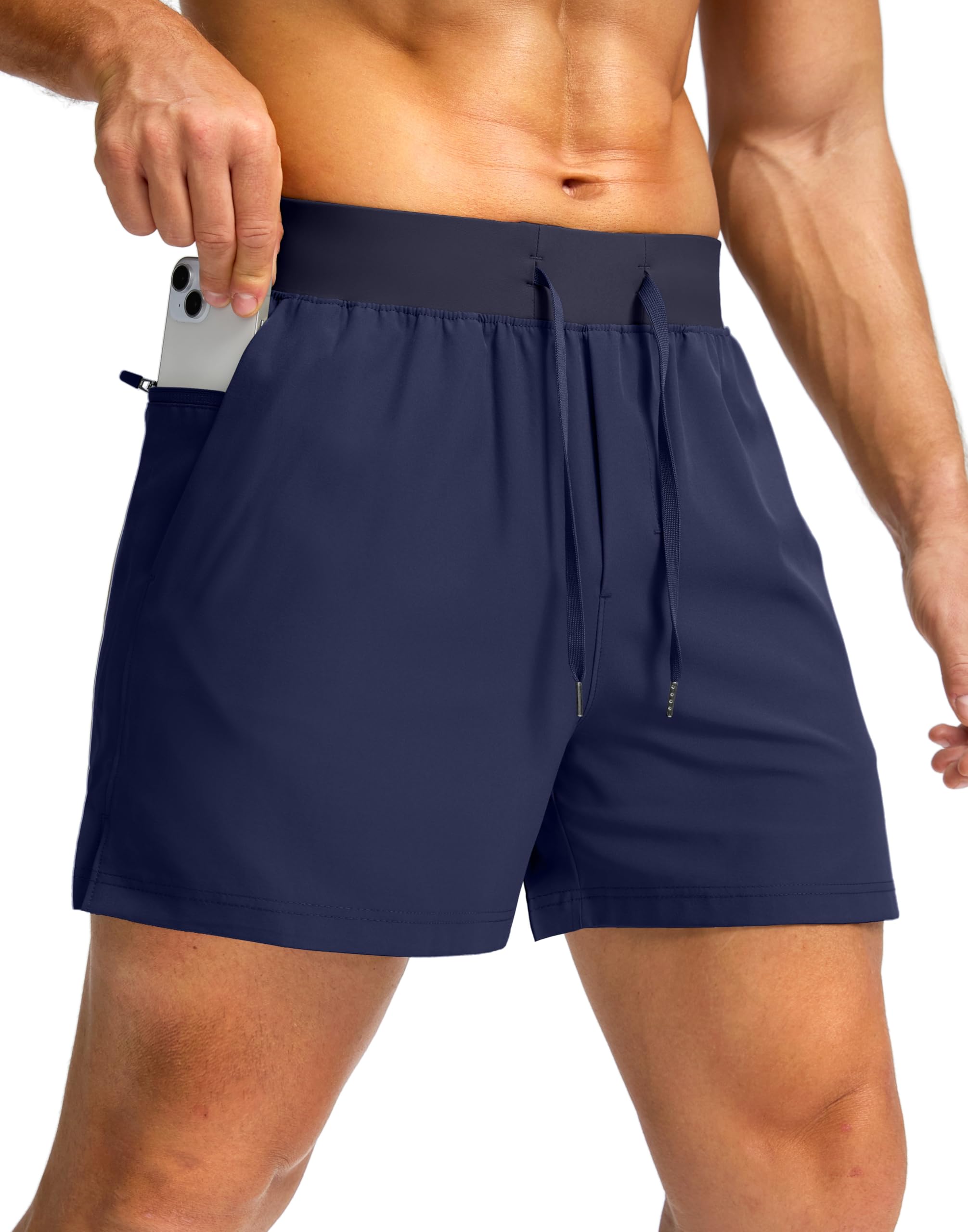 Soothfeel Men's Running Shorts with Zipper Pockets 9"/ 7"/ 5" Lightweight Basketball Gym Workout Athletic Shorts