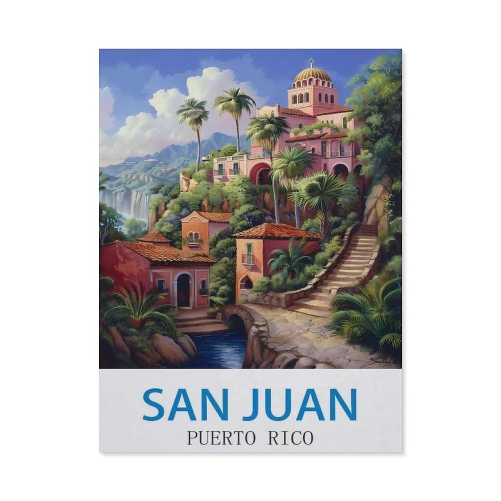 Beayodkp （30 X 40 Cm/11.81 X 15.74 Inches） San Juan Puerto Rico，Diamond Painting Kits For Adults - 5D Diamond Painting Kit Full Drill, Diamond Art Kits For Home Wall Decor-Ci28