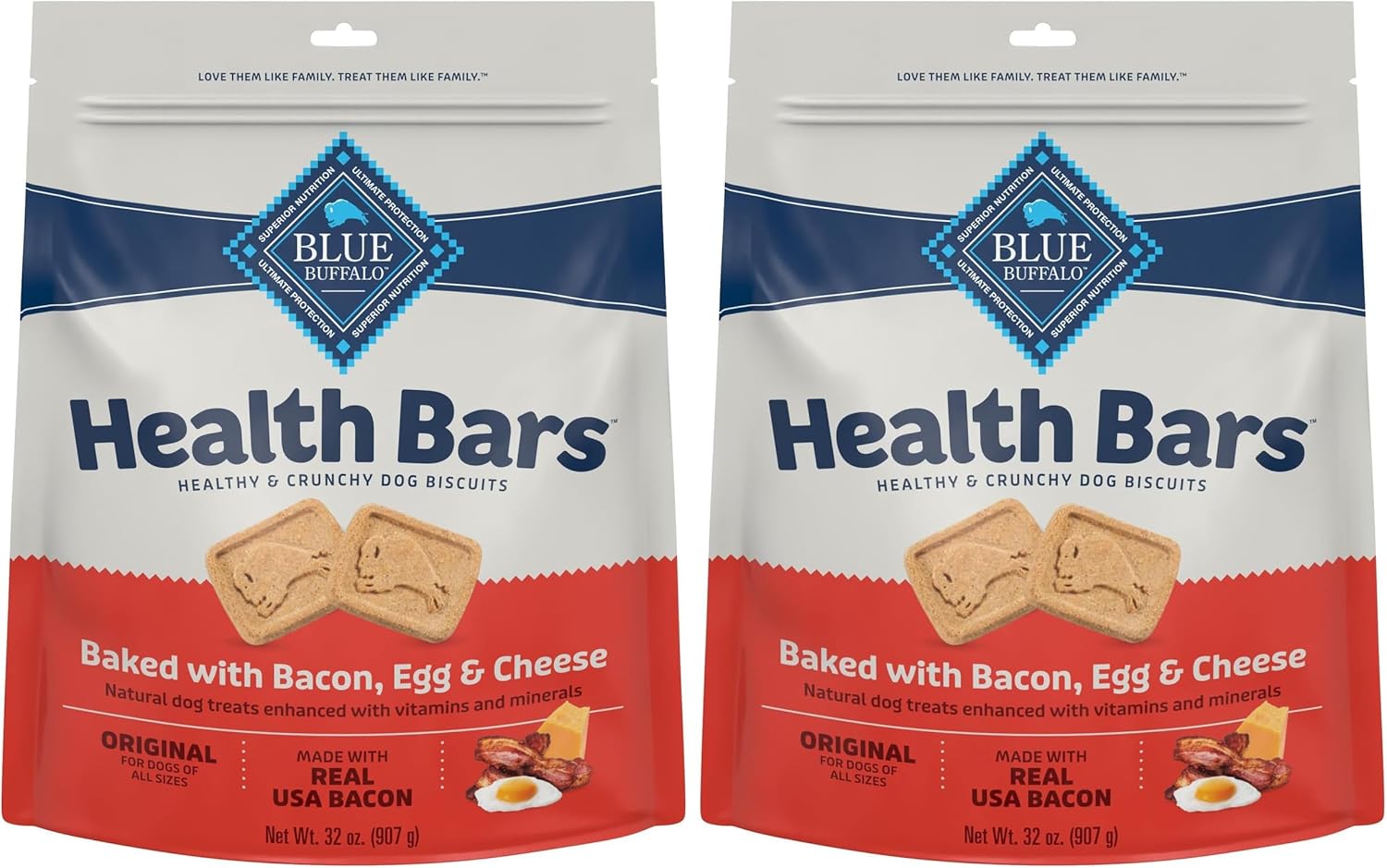 Blue Buffalo Health Bars Mini Crunchy Dog Biscuits, Oven-Baked with Natural Ingredients, Bacon, Egg & Cheese, 32-oz Bag (Pack of 4) MINI- Bacon, Egg & Cheese 2 Pound (Pack of 4)