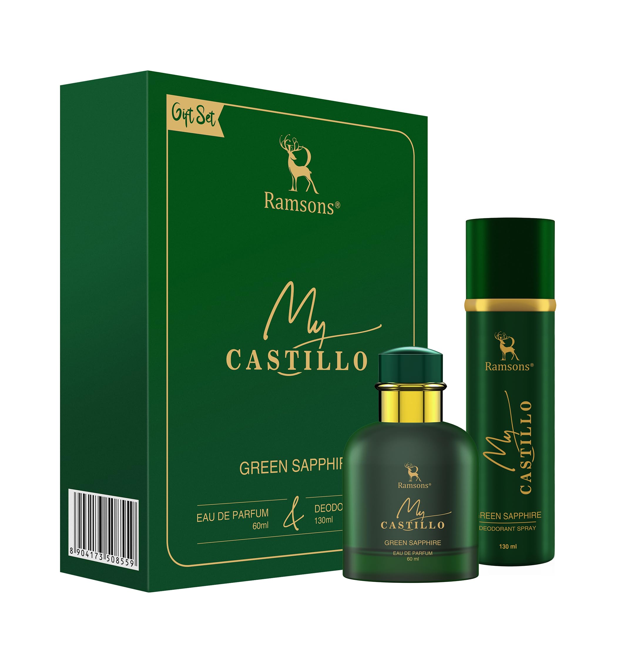 RAMSONS My Castillo Gift Sets Green Sapphir Eau De Parfum (60ml) & Deodorant (130ml) Pack of 2 Perfume Gift Box for Men & Women | Luxury Perfume | Long Lasting Deodorant-image-25