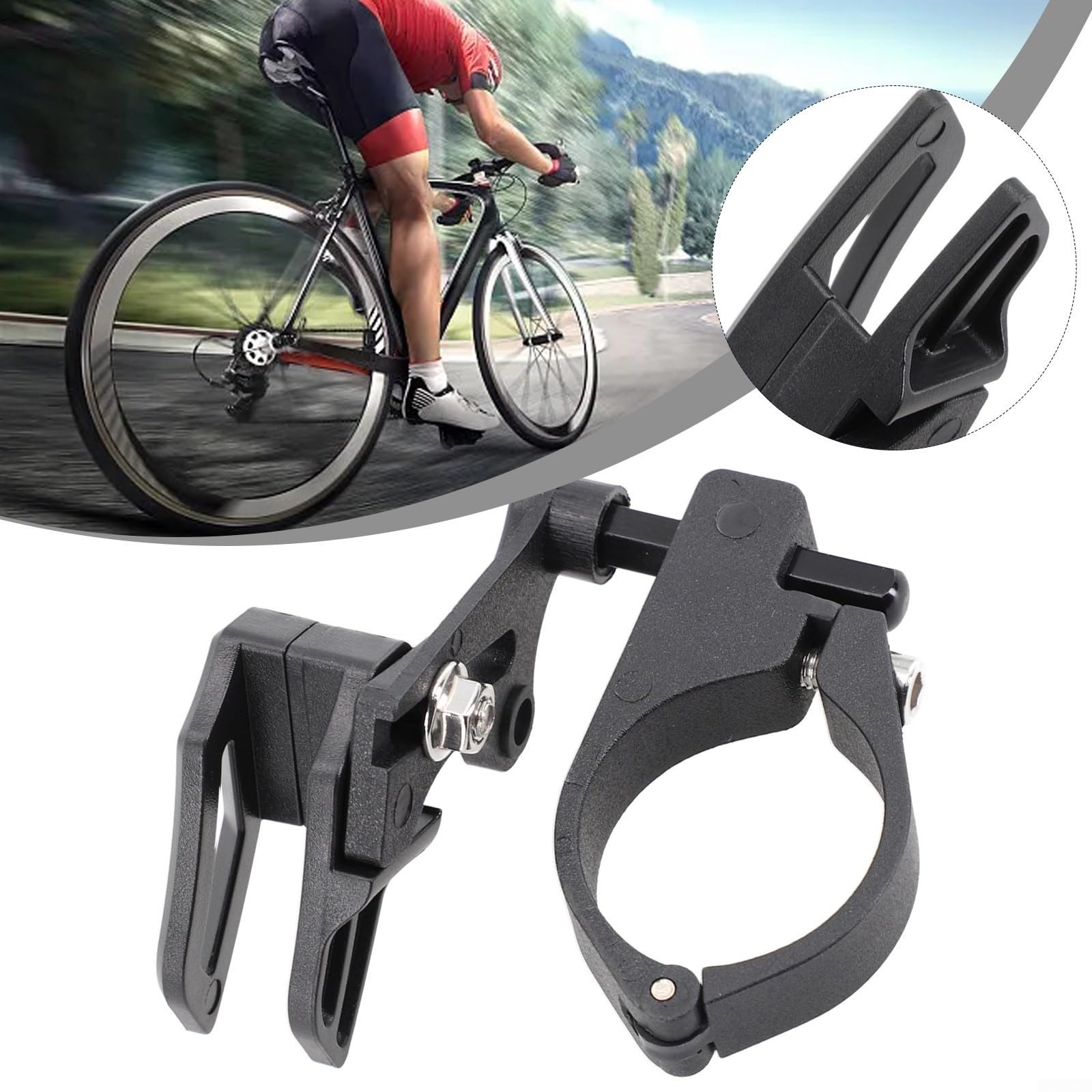 Guida per catena a velocità singola per mountain bike, protezione per tubo sella in nylon per prevenire la caduta della catena, protezione telaio nero per MTB ciclismo, facile installazione con