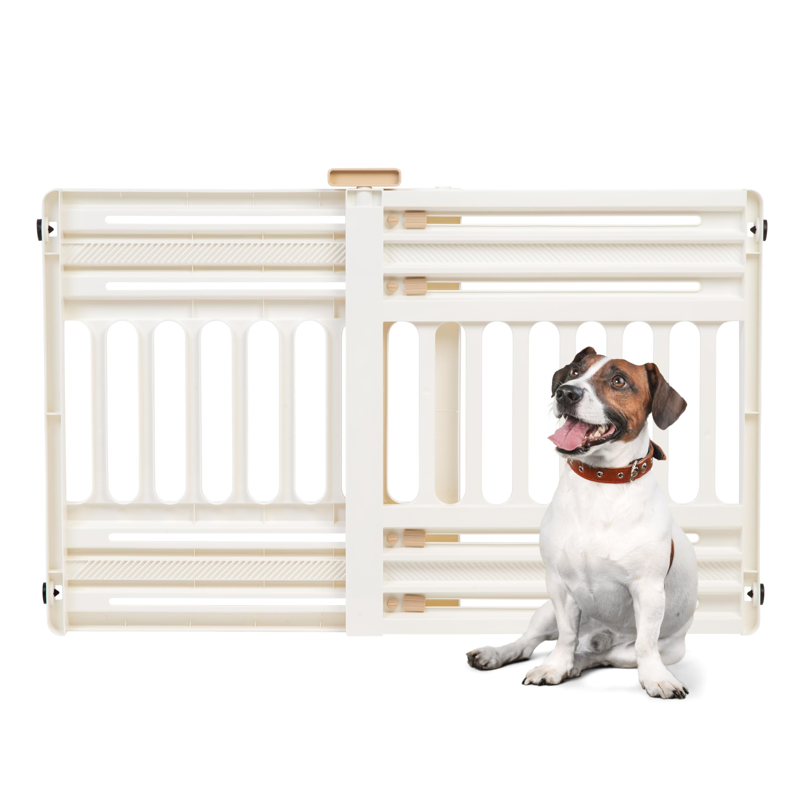 Iris Ohyama, Cancello di sicurezza per animali domestici con chiusura a pressione, estensibile da 61 a 100 cm, chiusura a mano, 2 tamponi per latoper cane - Pet Barrier PBR-600, Bianca