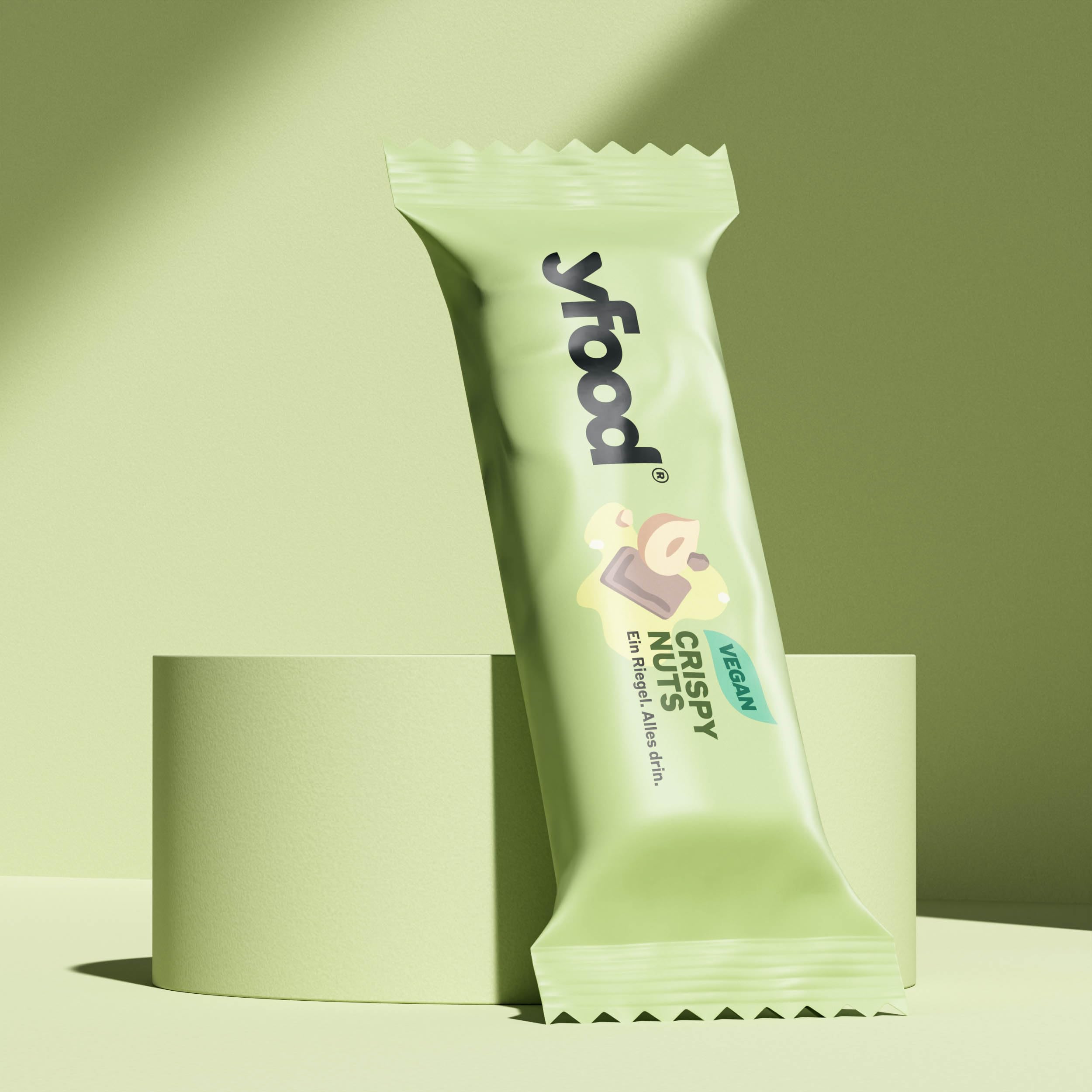 YFoodCrispy Nuts Vegan Bar, tasty meal replacement, THIS IS FOOD, 14g of protein, 26 vitamins and minerals (12 pack)