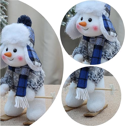 Miniatura 7 de Muñeca de tela azul navideña, muñeco de nieve de la serie azul de Navidad 2024, bonito adorno decorativo de muñeco de nieve mecedor, muñeco de nieve