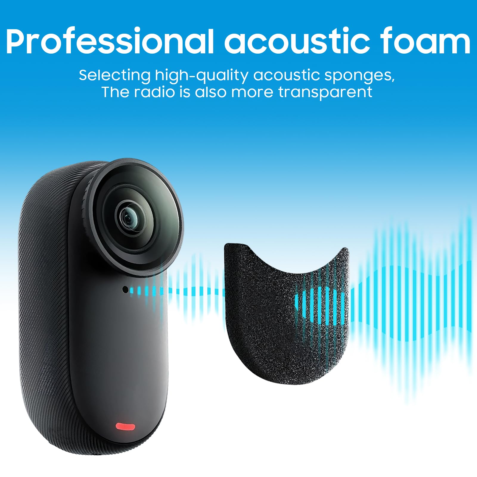 Mic Wind Muff For Insta360 Microphone Windproof Noise Reduction Replacement Windscreen Cover Sports Camera Accessories Professional Video Accessories Compatible with Insta360 GO 3 & GO 3S 6PCS Black - Image 2