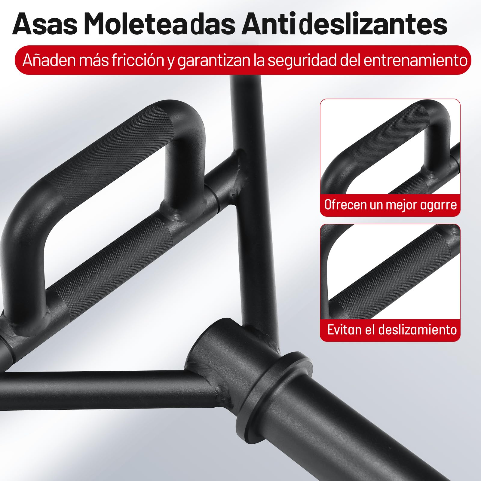 GYMAX Barra Hexagonal Olímpica, Barra Trapezoidal para Entrenamiento de Fuerza con Manguitos Cargables y Collares de Resorte de 26 cm, Barra de Encogimiento de Pesas