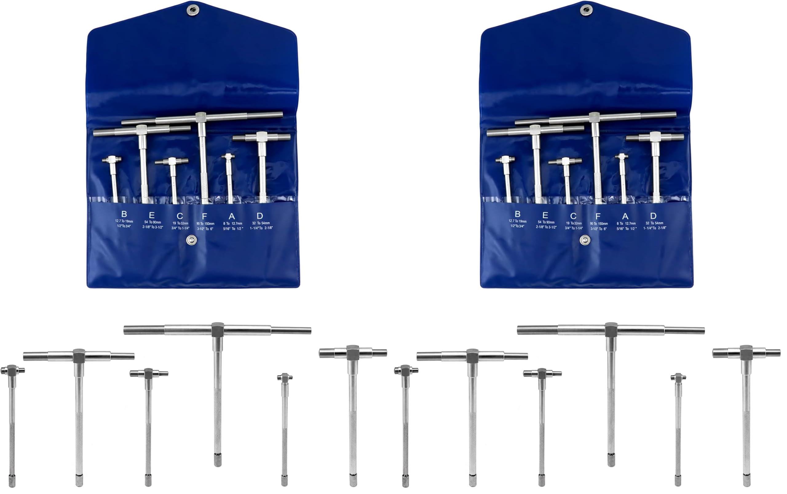 HSEAMALL Jauge Télescopique 8-150 mm Réglable Diamètre Intérieur Jauge, Micromètre Outils de Mesure, 6 Pièces (Lot de 2)