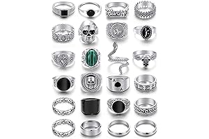 Vintage Silver Steel Rings Set for Men