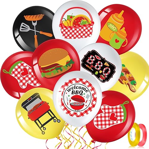 Libima 63 piezas de globos de fiesta de barbacoa, globos de baby shower, picnic de verano, suministros de globos de látex para fiesta de cumpleaños
