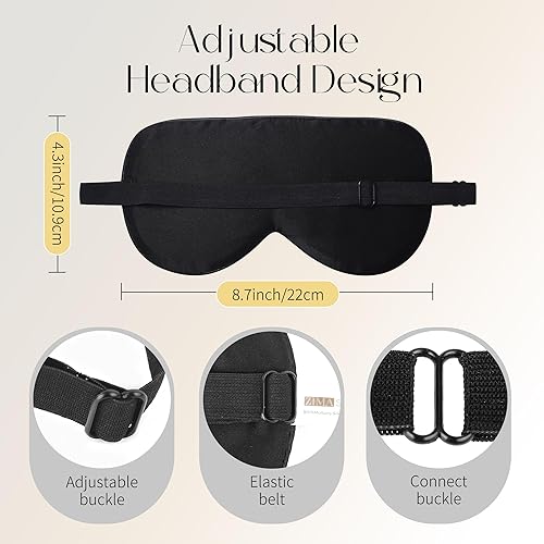 Miniatura 4 de ZIMASILK Antifaz para dormir 100% de seda natural, antifaz elástico con cubierta de seda, ajustable, antifaz suave y terso para dormir.