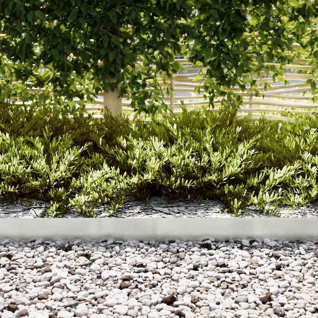 Lot de 30 bordures de pelouse - 100 x 15 cm - En acier inoxydable - Argenté