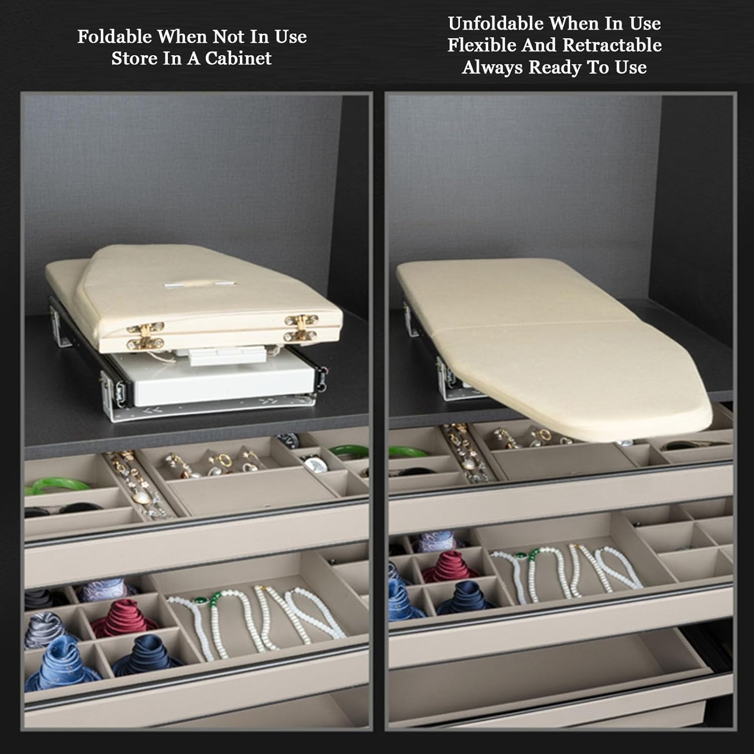 Retractable Foldable Ironing Board,Pull Out Adjustable Hiding Ironing Board,with Heat Resistant Ironing Cover,Load-Bearing Capacity 20 Kg for Apartment Small Room(Color2)