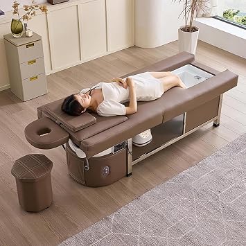 Dexule Shampoo Bed, Heavy Duty 2 in 1 Massage Table Bed, Head Spa Equipment and Spa Shampoo Bed, with Water Circulation Syestem, Professional Japanese Head Spa Equipment,Dark Khaki